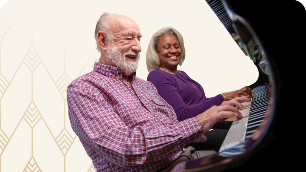 Roseville senior couple playing piano